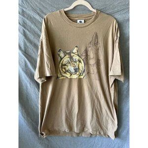 Vintage Wolf Shirt Adult Extra Large Brown Short Sleeve Pullover‎ Tee Mens